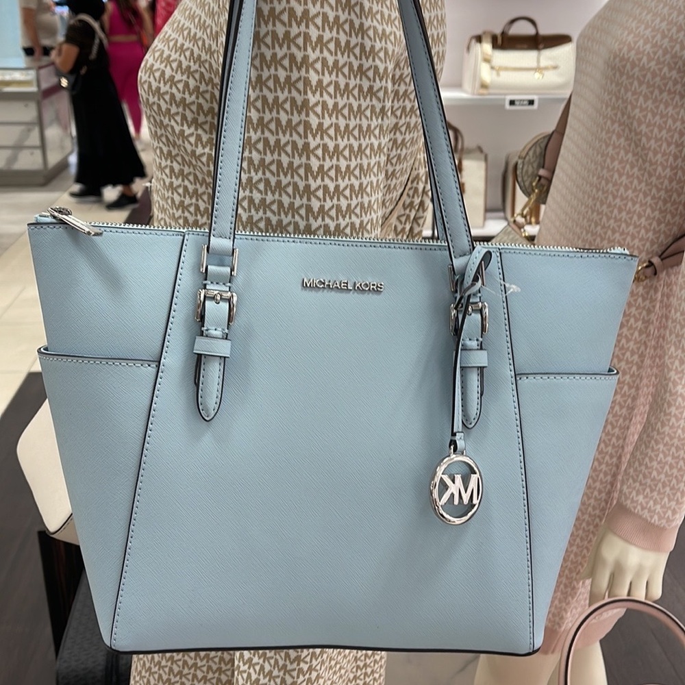 MICHAEL KORS Charlotte Large Leather Top-Zip Tote
Vista Blue 
NWT - Picture 8 of 16